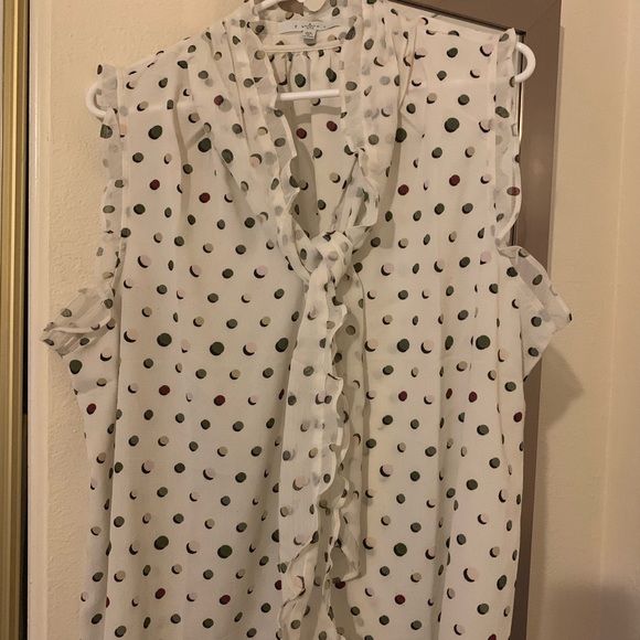 Fever Tops - Sleeveless blouse with ruffles and front tie, great condition!